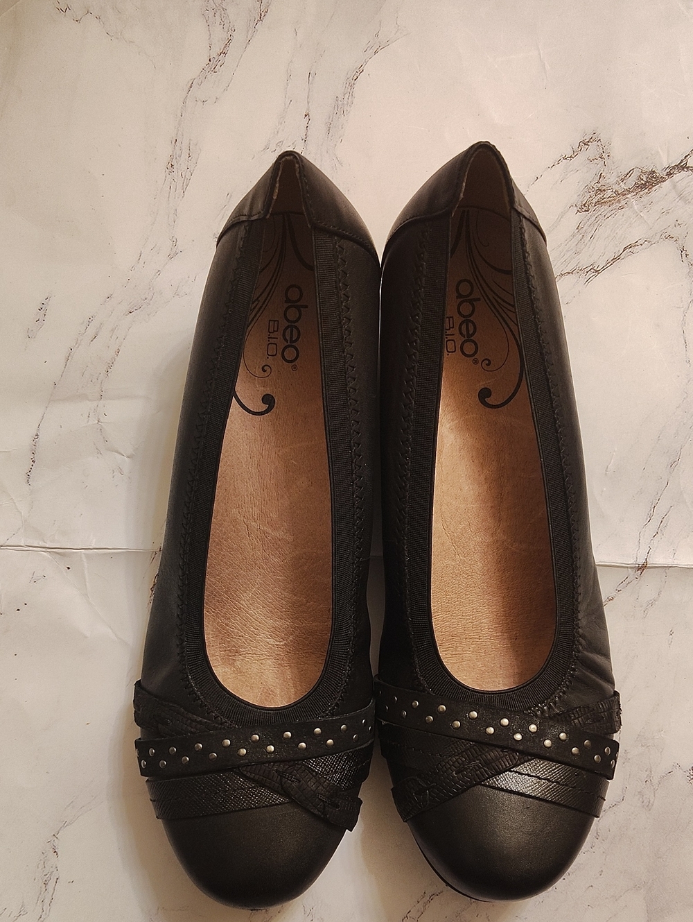 Black Women's Ballet Flats with Stud Detail